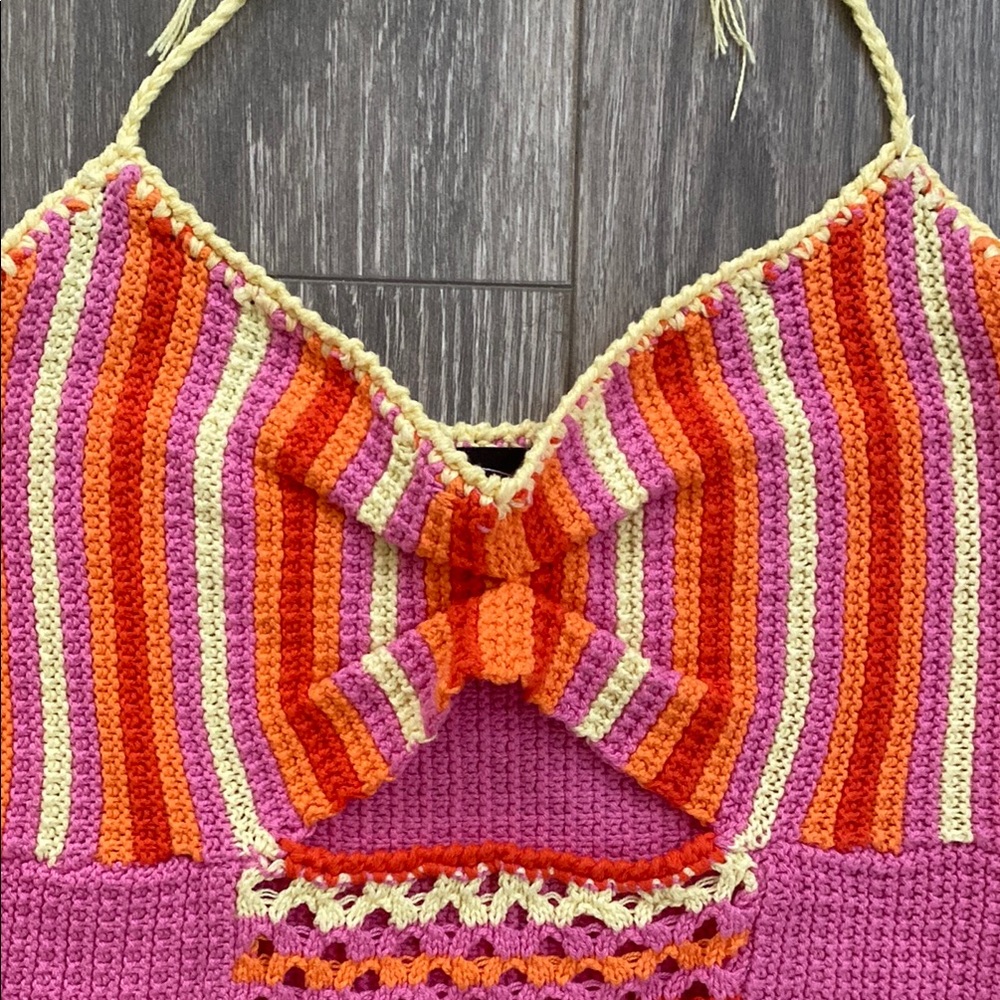 Cider - Crochet Halter Crop Top - Size S - Picture 4 of 7